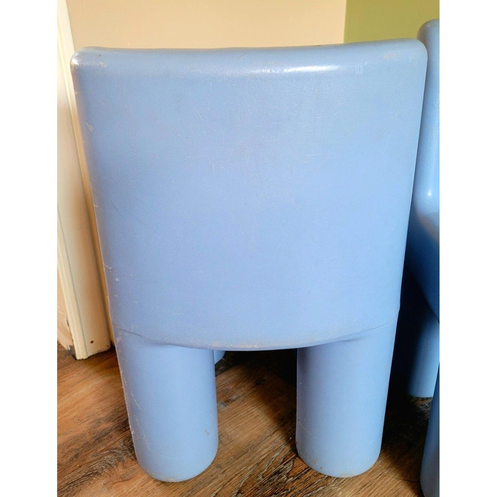 Vintage 19" Little Tikes Blue Chunky Chairs Plastic Toddler Child Sized Set of 2 - Picture 4 of 5